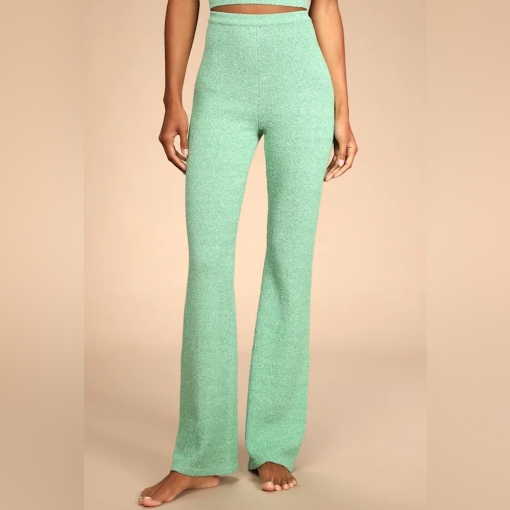 Lulus Sweater Lounge Pants wide leg Simply Cozy Light Green